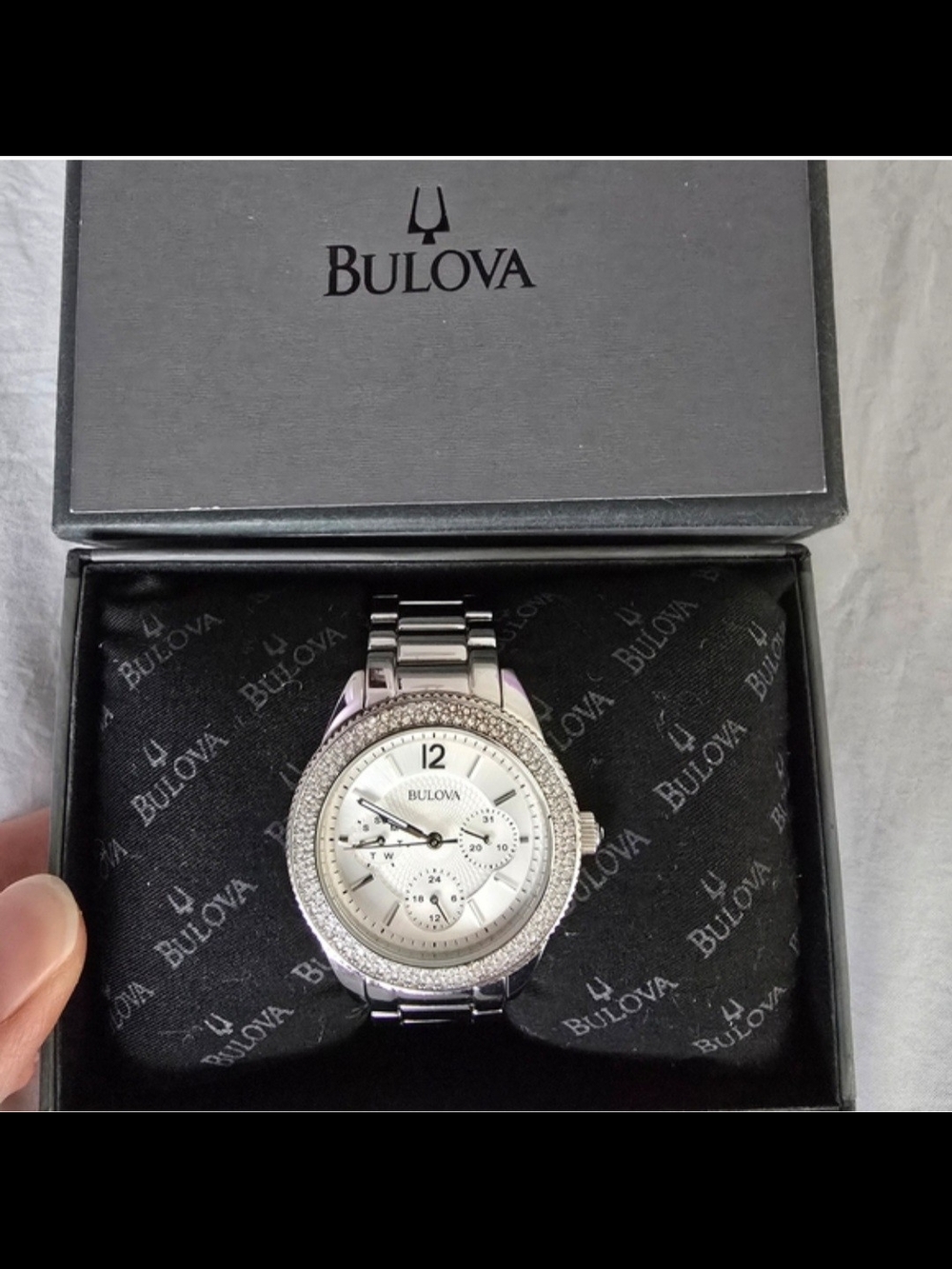 Bulova Silver Women's Crystal Accent Watch